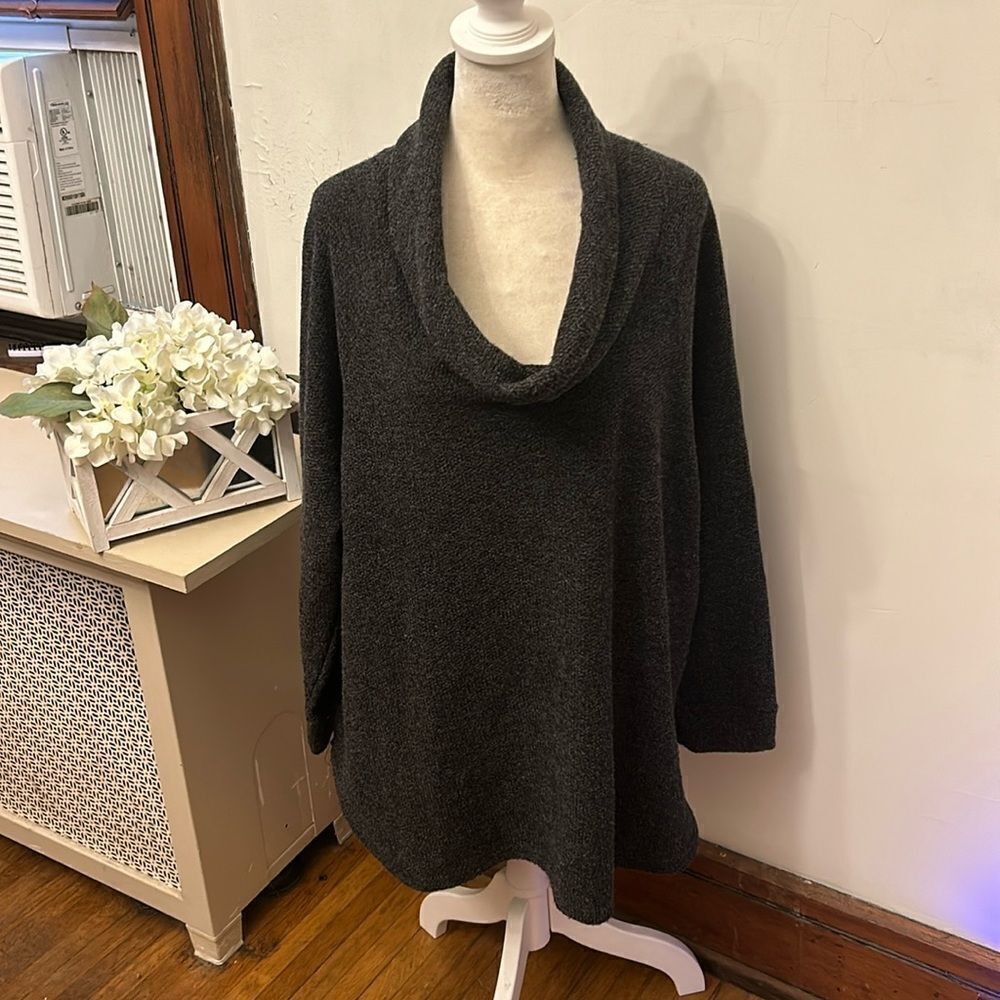 Jane + Delancey dark gray long sleeve cowl neck sweater Size 1X EUC